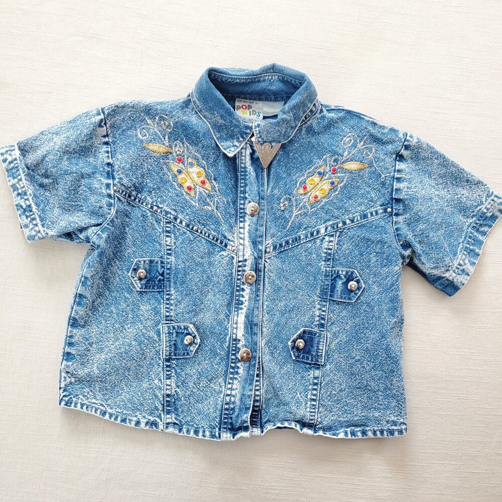 Vintage Acid Wash Denim Top kids 8